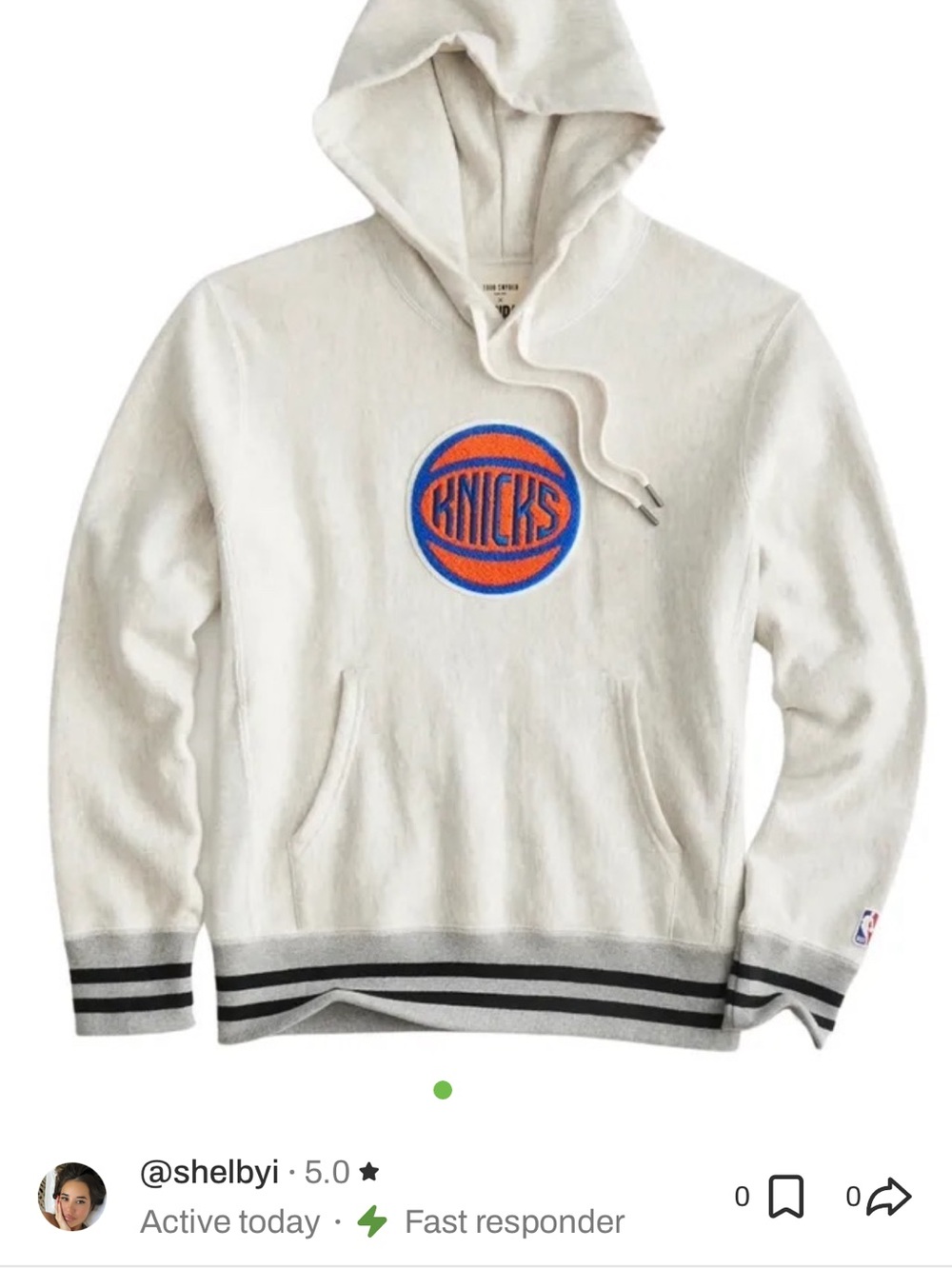 Todd Snyder Cream Hoodie with Blue & Orange Knicks Logo